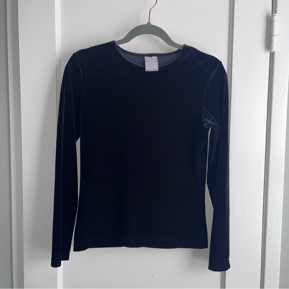 VTG ESPRIT black velour long sleeve crew (made in USA) S - Picture 3 of 6
